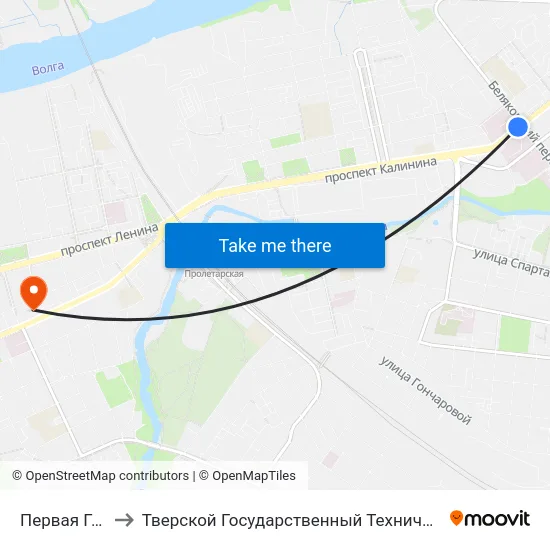 Первая Горбольница to Тверской Государственный Технический Университет (Учебный Корпус) map