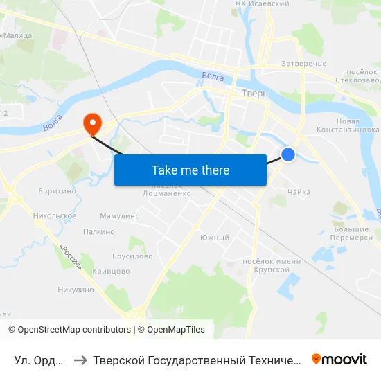 Ул. Орджоникидзе to Тверской Государственный Технический Университет (Учебный Корпус) map