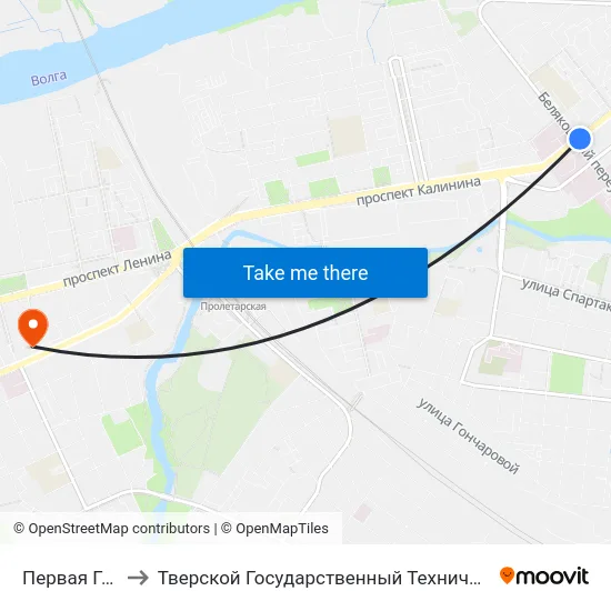 Первая Горбольница to Тверской Государственный Технический Университет (Учебный Корпус) map