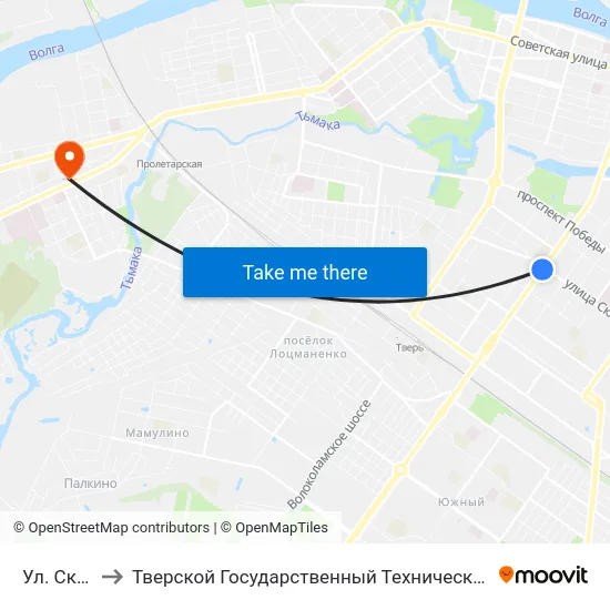 Ул. Склизкова to Тверской Государственный Технический Университет (Учебный Корпус) map
