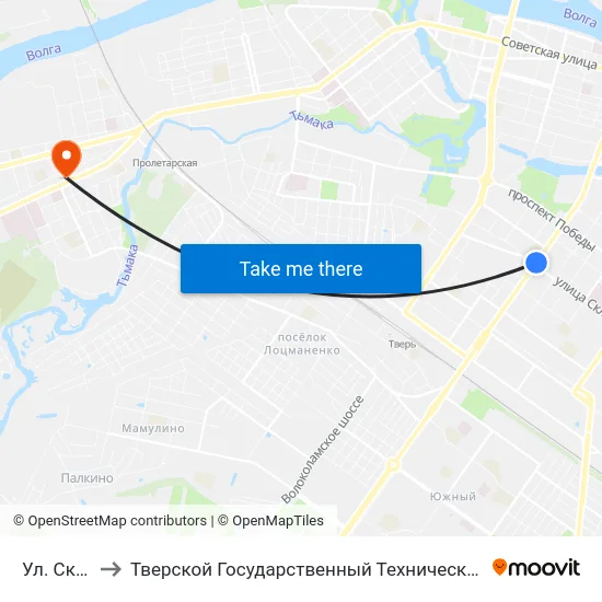 Ул. Склизкова to Тверской Государственный Технический Университет (Учебный Корпус) map