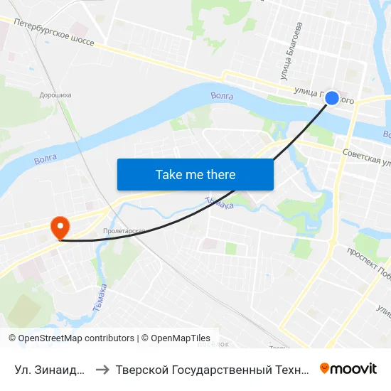 Ул. Зинаиды Конопляновой to Тверской Государственный Технический Университет (Учебный Корпус) map