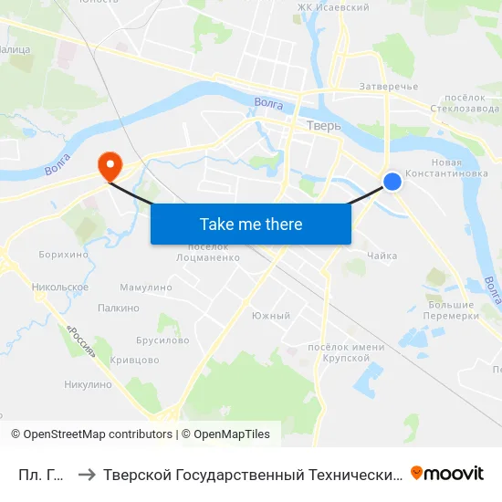 Пл. Гагарина to Тверской Государственный Технический Университет (Учебный Корпус) map
