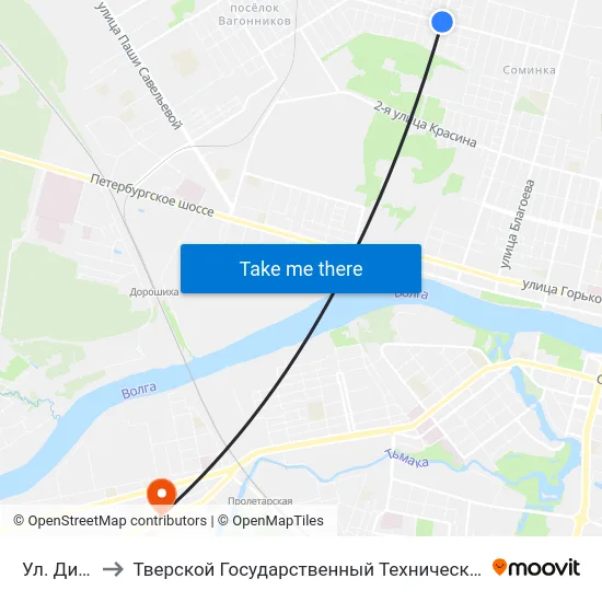 Ул. Димитрова to Тверской Государственный Технический Университет (Учебный Корпус) map