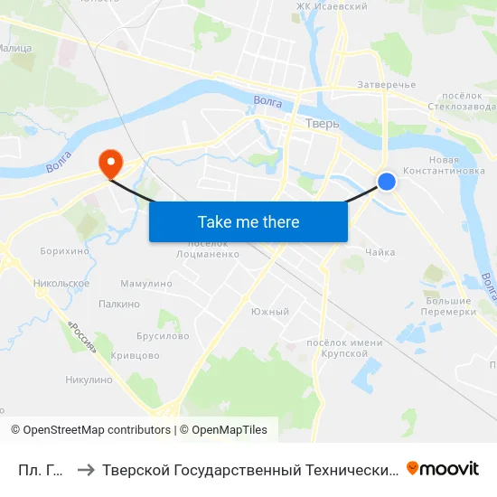 Пл. Гагарина to Тверской Государственный Технический Университет (Учебный Корпус) map