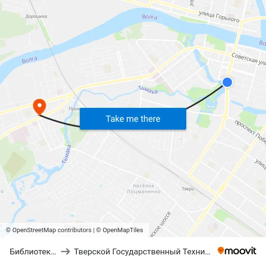 Библиотека Им. Герцена to Тверской Государственный Технический Университет (Учебный Корпус) map