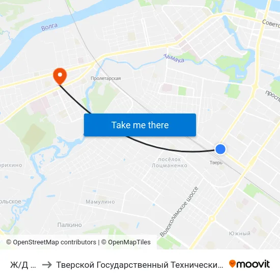 Ж/Д Воказл to Тверской Государственный Технический Университет (Учебный Корпус) map