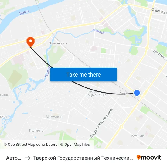Автовокзал to Тверской Государственный Технический Университет (Учебный Корпус) map