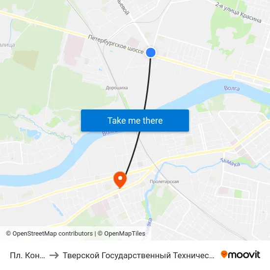 Пл. Конституции to Тверской Государственный Технический Университет (Учебный Корпус) map