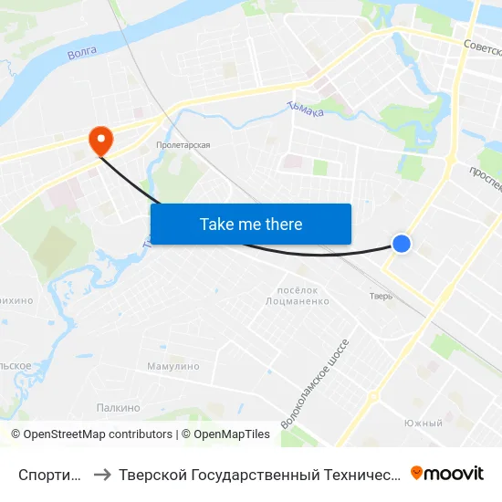 Спортивный Пер. to Тверской Государственный Технический Университет (Учебный Корпус) map