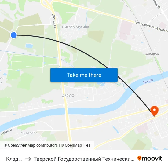 Кладбище-2 to Тверской Государственный Технический Университет (Учебный Корпус) map