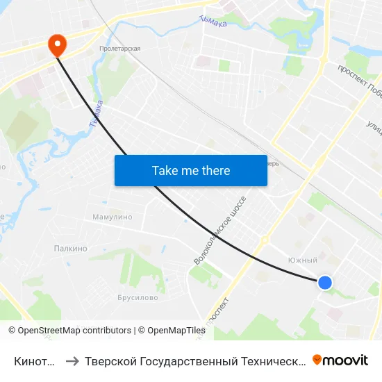 Кинотеатр Мир to Тверской Государственный Технический Университет (Учебный Корпус) map