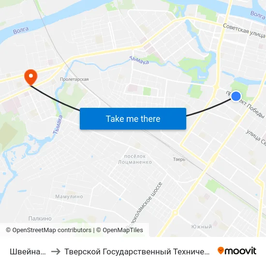 Швейная Фабрика to Тверской Государственный Технический Университет (Учебный Корпус) map