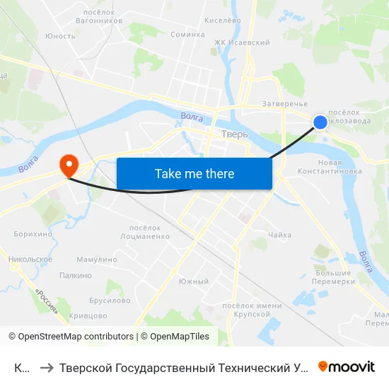 Ксм-2 to Тверской Государственный Технический Университет (Учебный Корпус) map