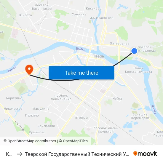 Ксм-2 to Тверской Государственный Технический Университет (Учебный Корпус) map