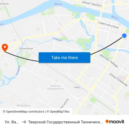 Ул. Вагжанова to Тверской Государственный Технический Университет (Учебный Корпус) map