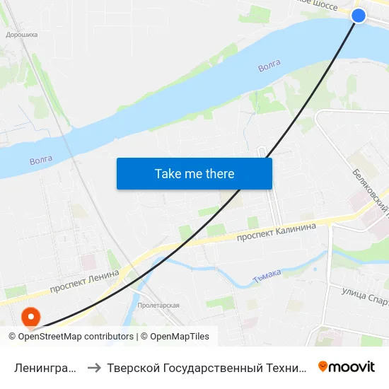 Ленинградская Застава to Тверской Государственный Технический Университет (Учебный Корпус) map