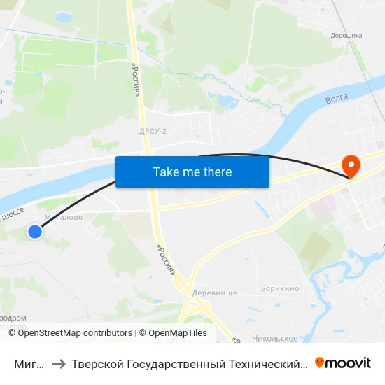 Мигалово to Тверской Государственный Технический Университет (Учебный Корпус) map