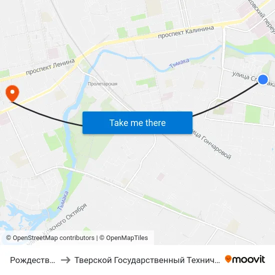 Рождественские Горки to Тверской Государственный Технический Университет (Учебный Корпус) map