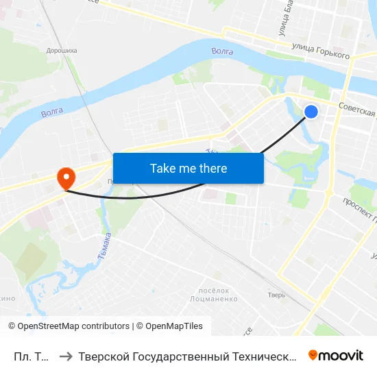 Пл. Тверская to Тверской Государственный Технический Университет (Учебный Корпус) map