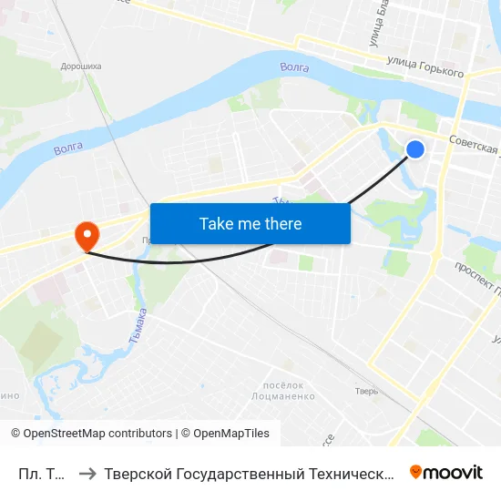 Пл. Тверская to Тверской Государственный Технический Университет (Учебный Корпус) map