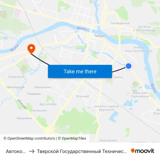 Автокооператив to Тверской Государственный Технический Университет (Учебный Корпус) map