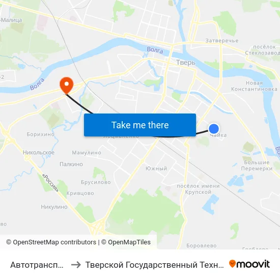 Автотранспортное Хозяйство to Тверской Государственный Технический Университет (Учебный Корпус) map