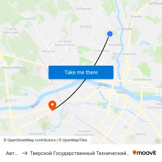 Автоюаза to Тверской Государственный Технический Университет (Учебный Корпус) map