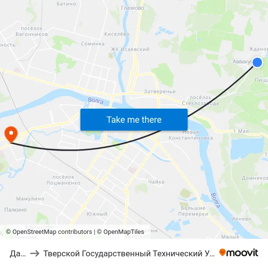 Дачи-2 to Тверской Государственный Технический Университет (Учебный Корпус) map