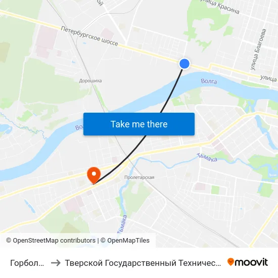 Горбольница №3 to Тверской Государственный Технический Университет (Учебный Корпус) map