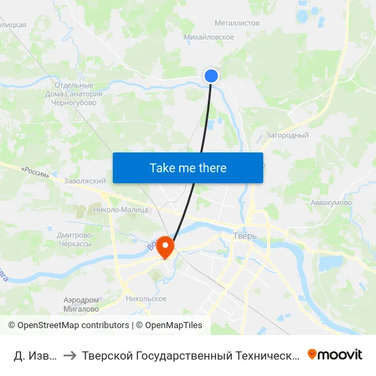 Д. Изворотень to Тверской Государственный Технический Университет (Учебный Корпус) map