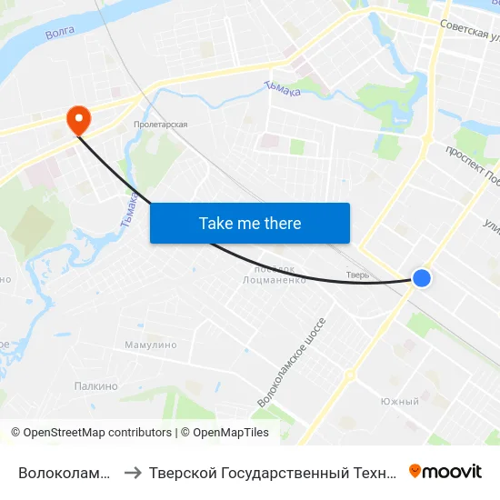 Волоколамский Путепровод to Тверской Государственный Технический Университет (Учебный Корпус) map
