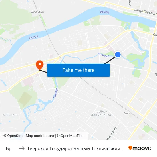 Брагина to Тверской Государственный Технический Университет (Учебный Корпус) map