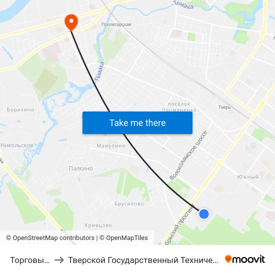 Торговый Парк №1 to Тверской Государственный Технический Университет (Учебный Корпус) map