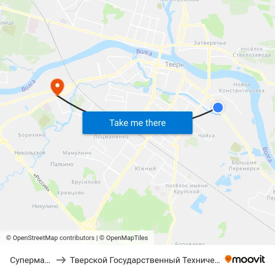 Супермаркет 'Лента' to Тверской Государственный Технический Университет (Учебный Корпус) map