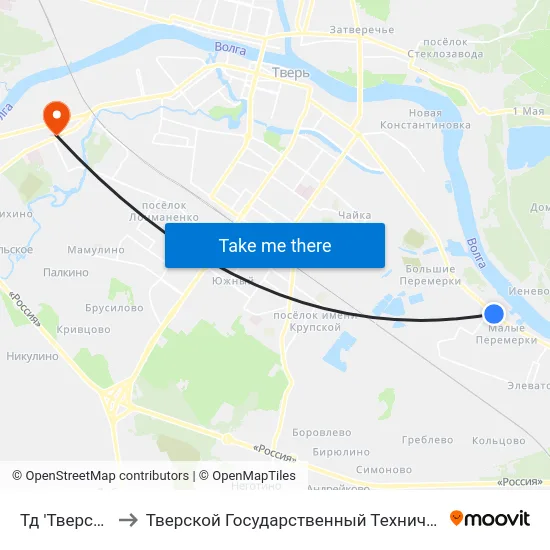 Тд 'Тверская Ярмарка' to Тверской Государственный Технический Университет (Учебный Корпус) map