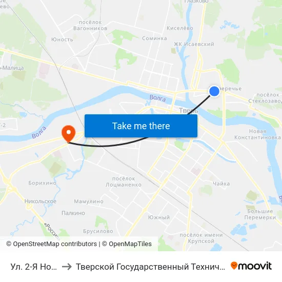 Ул. 2-Я Новозаводская to Тверской Государственный Технический Университет (Учебный Корпус) map