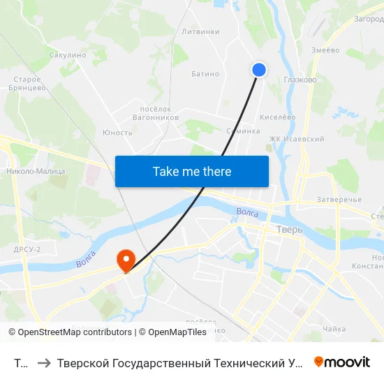Тэц-3 to Тверской Государственный Технический Университет (Учебный Корпус) map