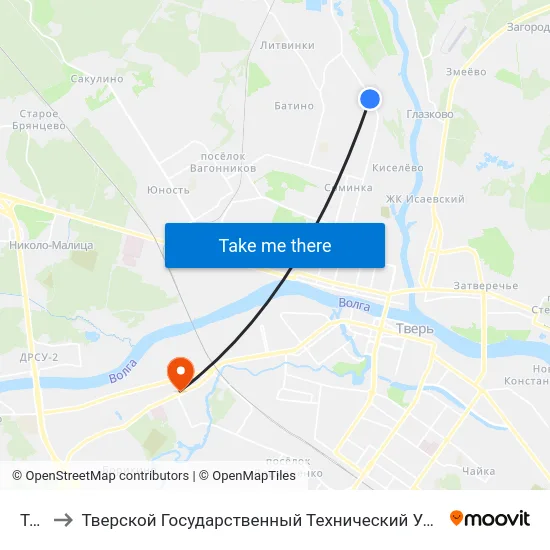 Тэц-3 to Тверской Государственный Технический Университет (Учебный Корпус) map