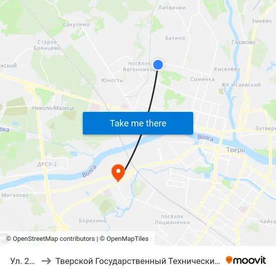 Ул. 26 Июля to Тверской Государственный Технический Университет (Учебный Корпус) map
