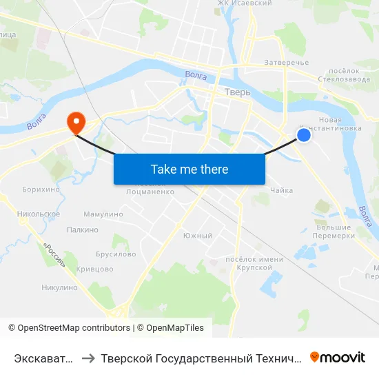 Экскаваторный Завод to Тверской Государственный Технический Университет (Учебный Корпус) map
