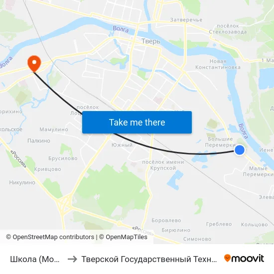 Школа (Московское Шоссе) to Тверской Государственный Технический Университет (Учебный Корпус) map