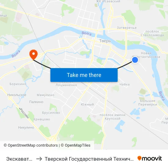 Экскаваторный Завод to Тверской Государственный Технический Университет (Учебный Корпус) map