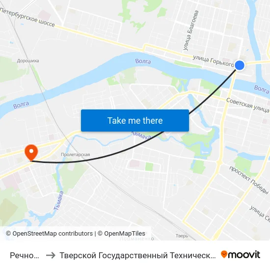 Речной Вокзал to Тверской Государственный Технический Университет (Учебный Корпус) map