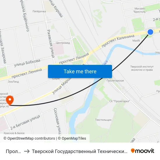 Пролетарка to Тверской Государственный Технический Университет (Учебный Корпус) map
