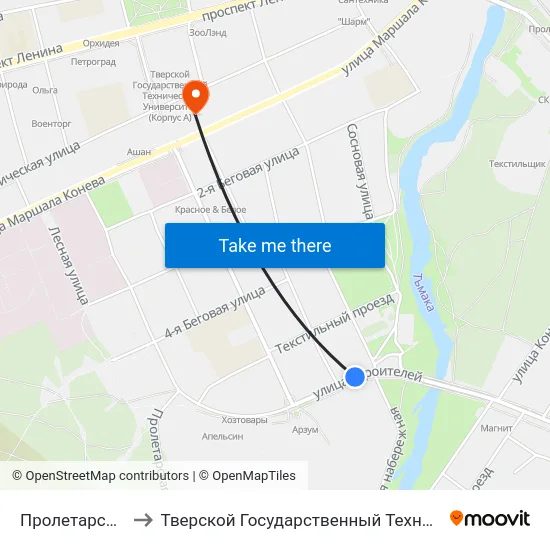Пролетарская Набережная to Тверской Государственный Технический Университет (Учебный Корпус) map