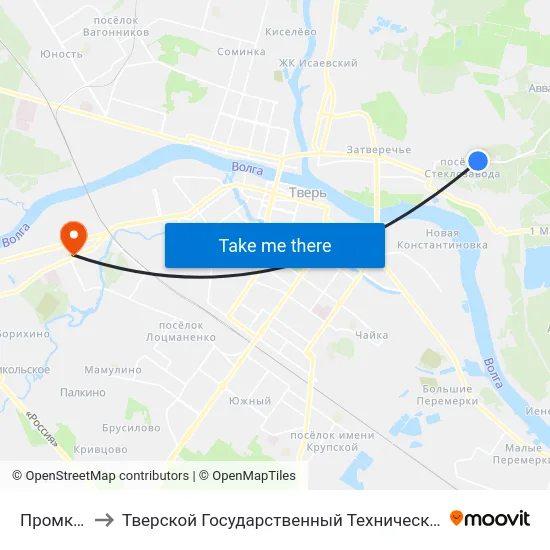 Промкомбинат to Тверской Государственный Технический Университет (Учебный Корпус) map