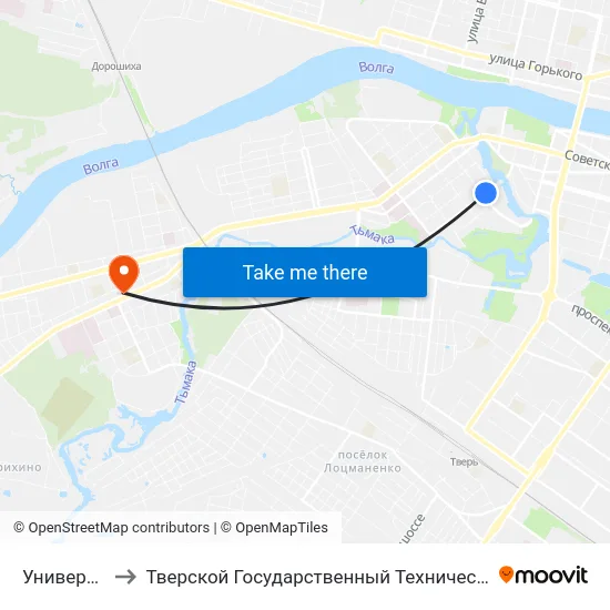Универмаг 'Тверь' to Тверской Государственный Технический Университет (Учебный Корпус) map