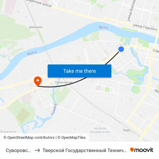 Суворовское Училище to Тверской Государственный Технический Университет (Учебный Корпус) map