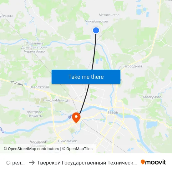 Стрельниково to Тверской Государственный Технический Университет (Учебный Корпус) map